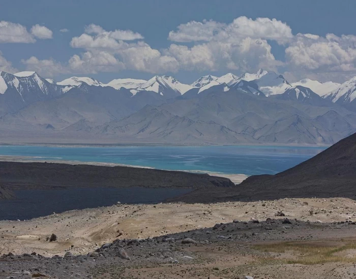 Karakul Lake panorama on the Pamir Plateau